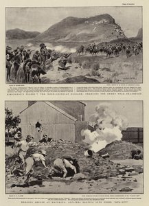 Tigres de Rimington contra a Brigada Irlandesa-Americana, atacando o Inimigo perto de Brandfort, Esquivando-se de Conchas em Mafeking, Oficiais se apegando ao seu Dug-Out